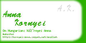 anna kornyei business card